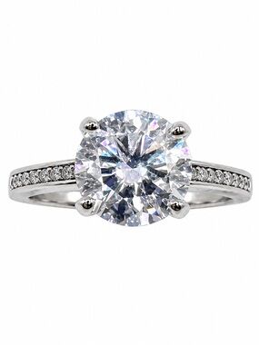 2.1 CTW Moissanite Solitaire Ring 925 Sterling Silver Size 9 VVS D